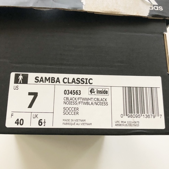NIB Adidas Samba Classic Soccer Shoes Black - Picture 9 of 10